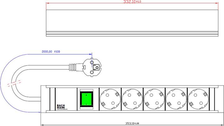 Produktbild Bachmann Connect Line (5x, CEE 7/3, 2 m)