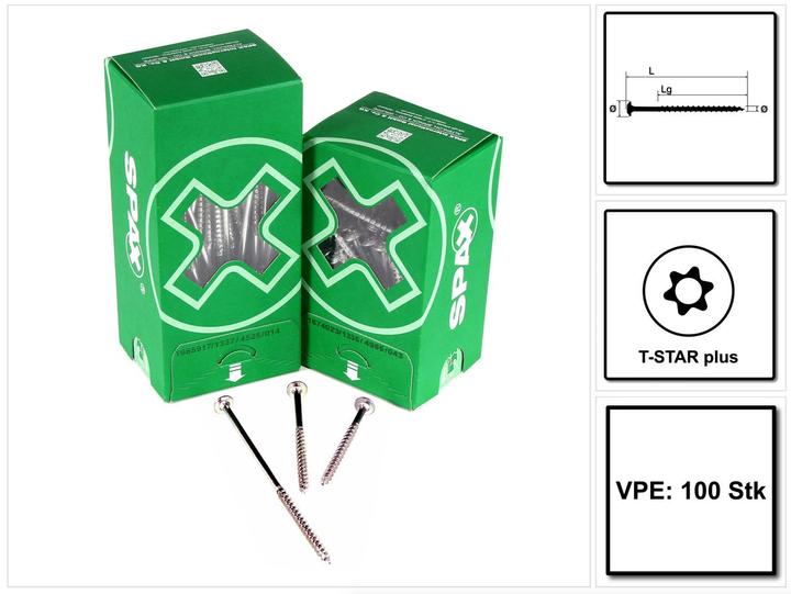 Produktbild Spax Tellerkopf T-Star Plus T30 Vollgewinde Wirox (100 Schrauben pro Stück)