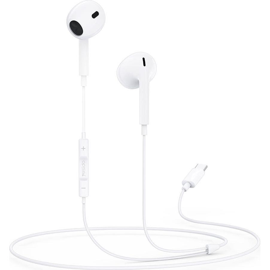 Yesido YH38 Wired USB-C In-Ear Headphones – White (Cablato), Cuffie, Bianco