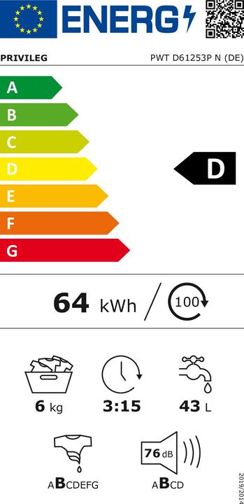 Energie-Label Whirlpool PWT D61253P N (DE)