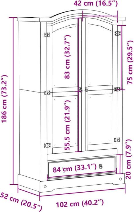 Actual product image vidaXL Kleiderschrank (102 x 52 x 186 cm)