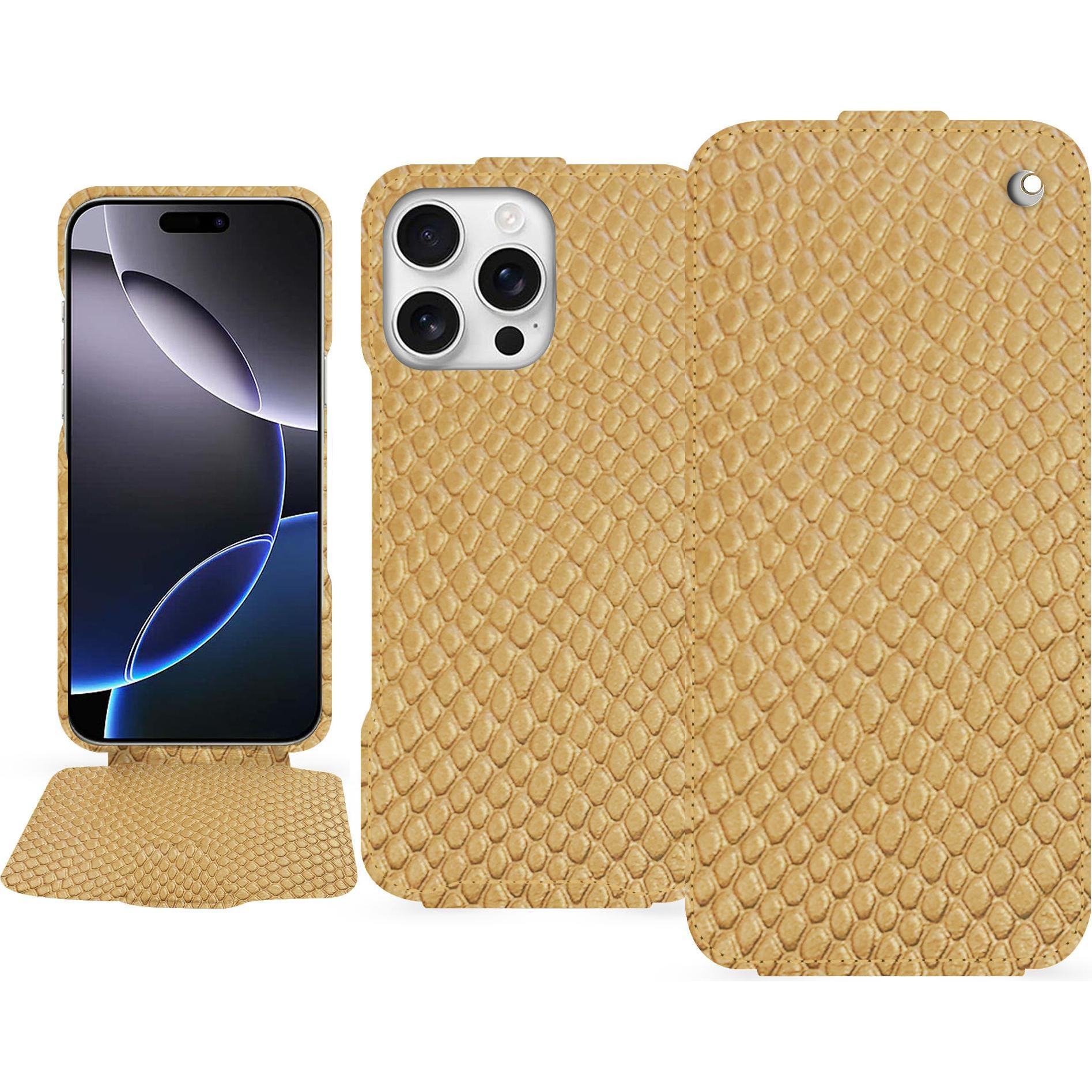 Noreve Lederschutzhülle vertikal (Apple iPhone 16 Pro Max), Smartphone Hülle, Beige