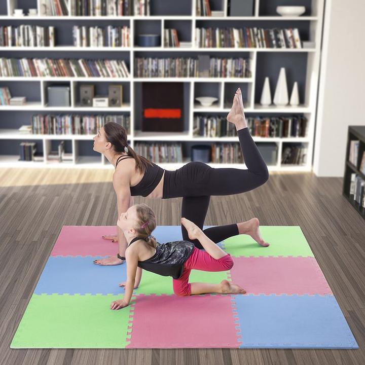 Actual product image One Folding mat for training Fitness MP10 green-blue-red, 60x60x1.0cm (9 parts) (10 mm)