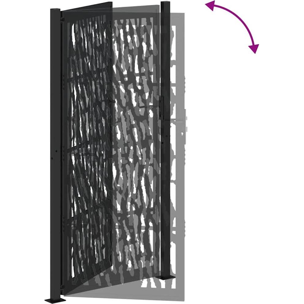 VidaXL, Gartenzaun, Gartentor Schwarz 105x205 cm Stahl Spurendesign Zauntor Outdoor Tor