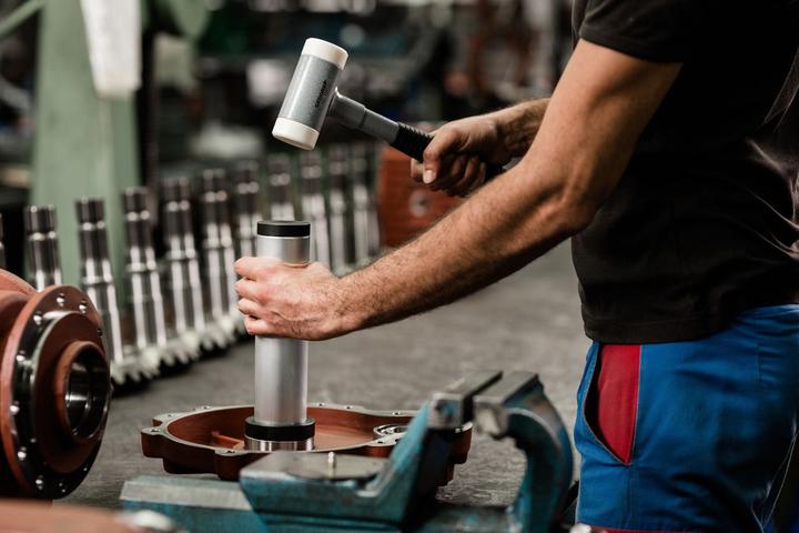 Actual product image Gedore Recoilless soft-face hammer, Ø 50 mm, tubular steel handle, replaceable polyamide heads (1010 g)