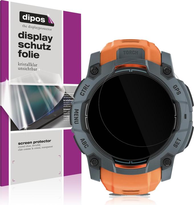 Dipos Screen Protector Crystalclear for Garmin Instinct 3 Solar (50 mm)