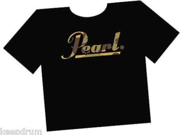 Actual product image Pearl Drums T-Shirt Black with Camo Logo Size M (M)