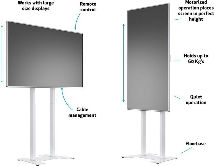 Actual product image Multibrackets Stand electr, -90", max 60 kg, white (60 kg, 37" - 90")