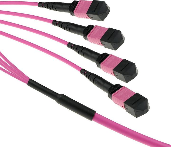 Image du produit ACT 15 mètres Multimode 50/125 OM4(OM3) polarité A câble trunk fibre avec 4 connecteurs femelles MTP/MPO (U/UTP, CAT6a, 15 m)