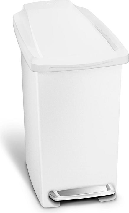 Simplehuman narrow pedal bin 10 L, white CW1332 space-saving waste bin, without inner bin (10 l)