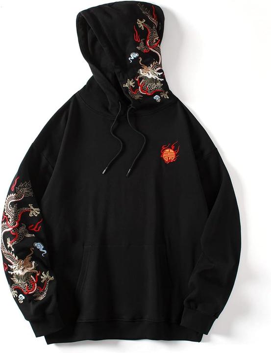 Image du produit Niepce Pull à capuche graphique brodé Dragon en tissu épais (XXL)