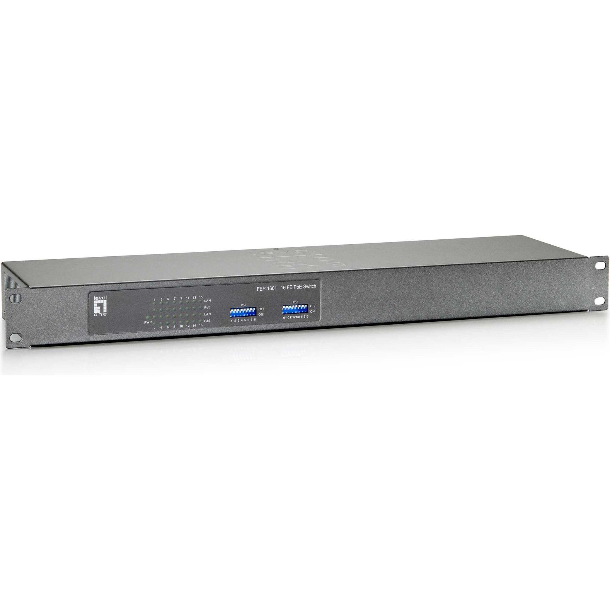 LevelOne FEP-1601: switch 16 porte, PoE+ (16 porte), Switch di rete, Grigio