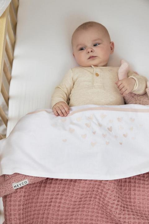Actual product image Meyco Baby Hearts Crib Sheet Small - Soft Pink (75 x 100 cm)