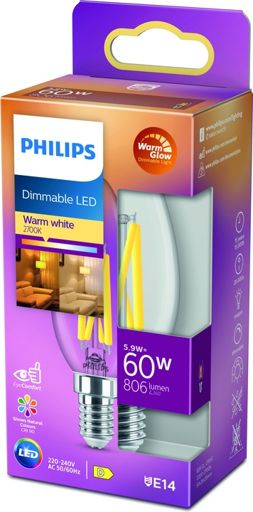 Actual product image Philips transparent (E14, 5.90 W, 806 lm, 1 x, D)