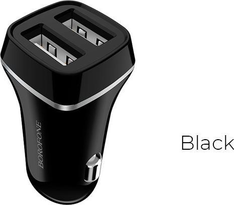 Borofone Caricabatterie da auto BZ2 con due porte USB (2,4A) nero