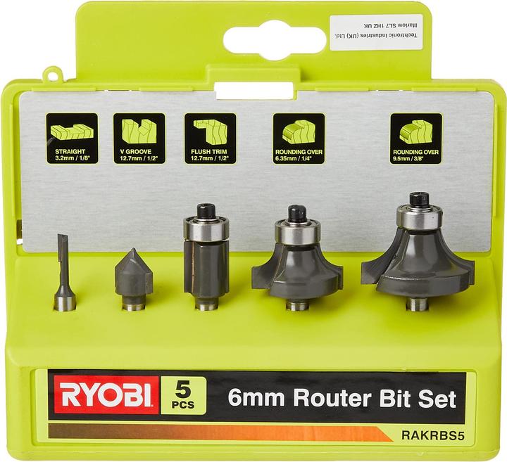 Actual product image Ryobi Milling cutter set 5 pieces, 5132003828
