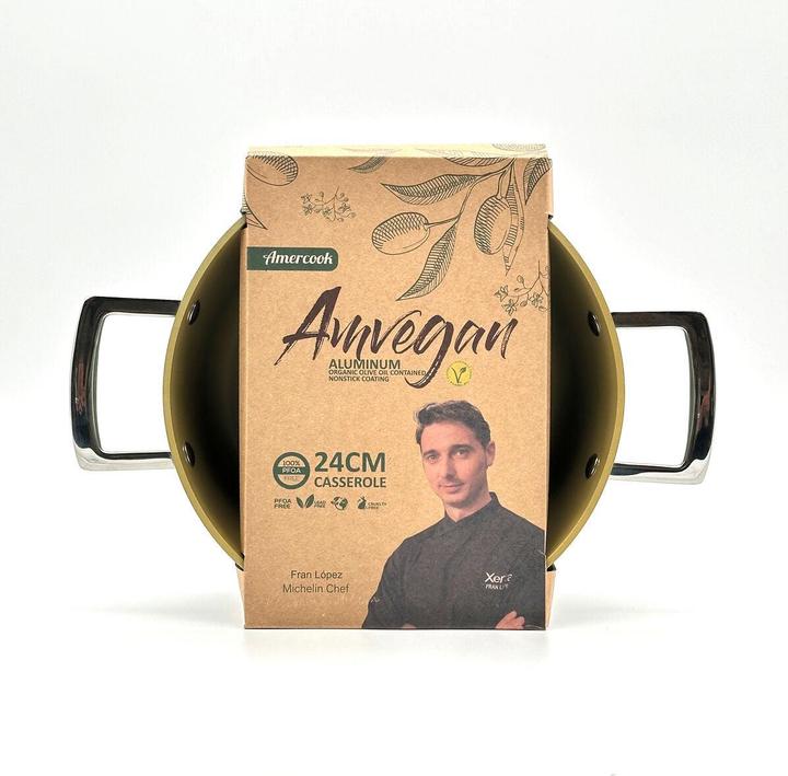 Produktbild Terracotta Kasserolle AmVegan Chef Ø 24 cm (Stielkasserolle, Aluminium)