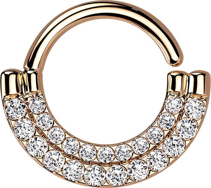 Immagine prodotto Star Piercing Anello Micro Piercing rosegold scudo doppio frontale cristalli argento (Ottone)