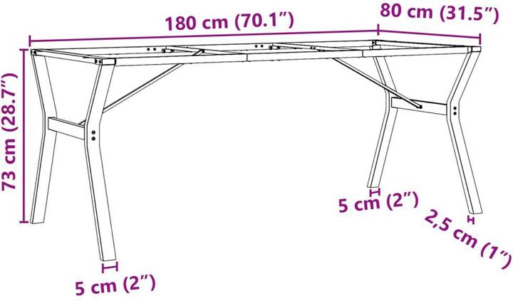 Image du produit vidaXL Esstischbein (180 x 80 x 73 cm)