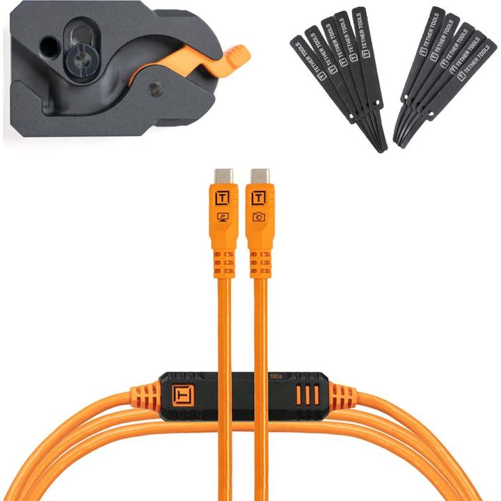 Tether Tools LeverLock&Cable Kit Optima 10G gerade orange 4,6m (4.60 m, USB 3.2 Gen 2)