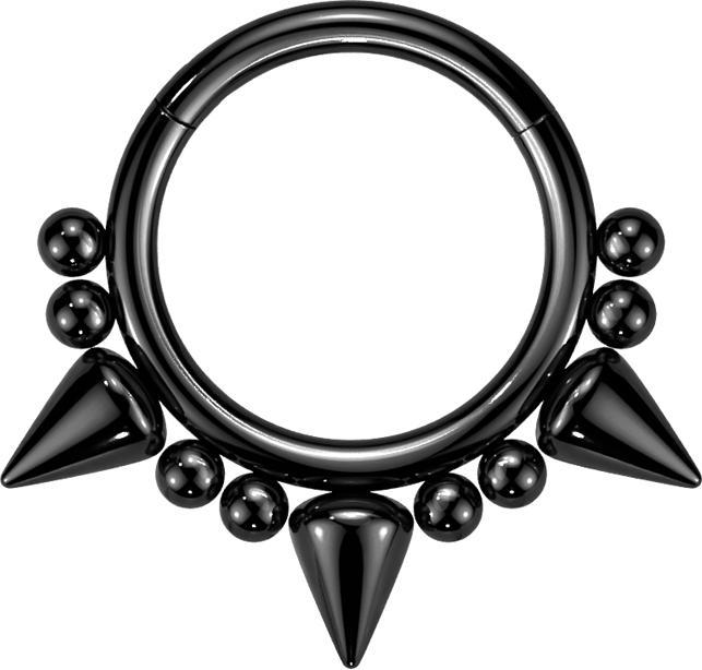 Immagine prodotto Star Piercing Anello a micro segmenti pieghevole nero tre coni e otto palline (senza ottone, Acciaio chirurgico 316L)