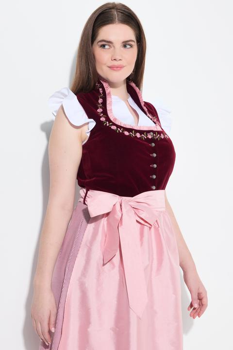 Produktbild Ulla Popken Samt-Dirndl, Stickerei, Carré-Ausschnitt, ärmellos (62)
