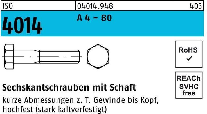 Actual product image Hexagon screw ISO 4014 m.Schaft x220mm (1 Screw per piece)