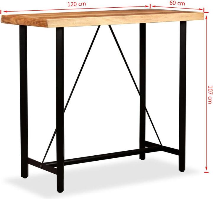 Image du produit vidaXL Table de bar en acacia massif 120x60x107 cm,Matériau (120 x 60 x 107 cm)