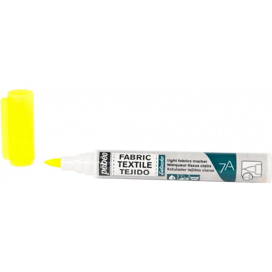 Pebeo, Marker, 7A Marker Helle Stoffe 1mm Pinselspitze (Neongelb, 1 mm)