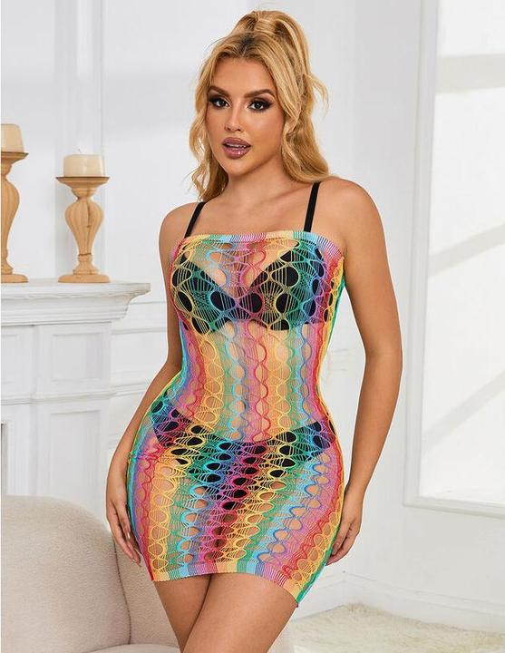 Produktbild Subblime 952365 Rainbow Netz-Bodystocking Mit Freien Schultern Eine Grã–Sse (S)