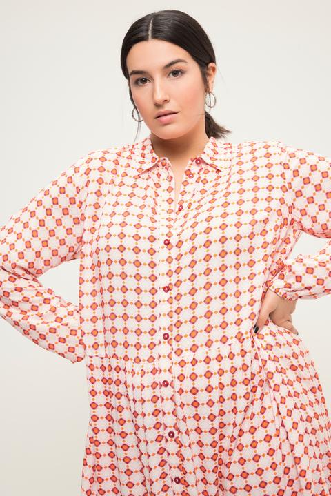 Produktbild Studio Untold Maxikleid, A-Line, Krawattenprint, Hemdkragen, Langarm (50, 52)