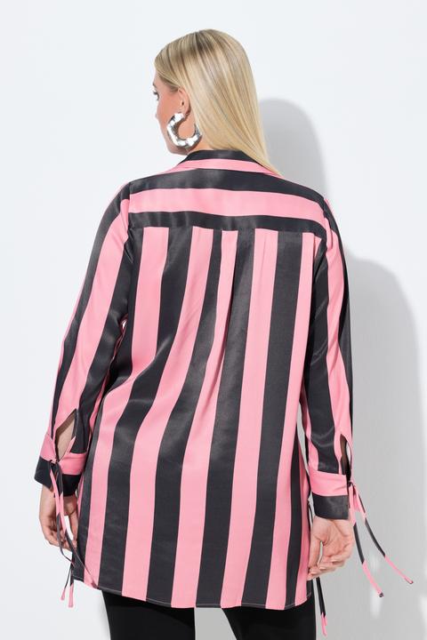 Actual product image Ulla Popken Mixed Stripe Button Front Tunic Blouse (62)