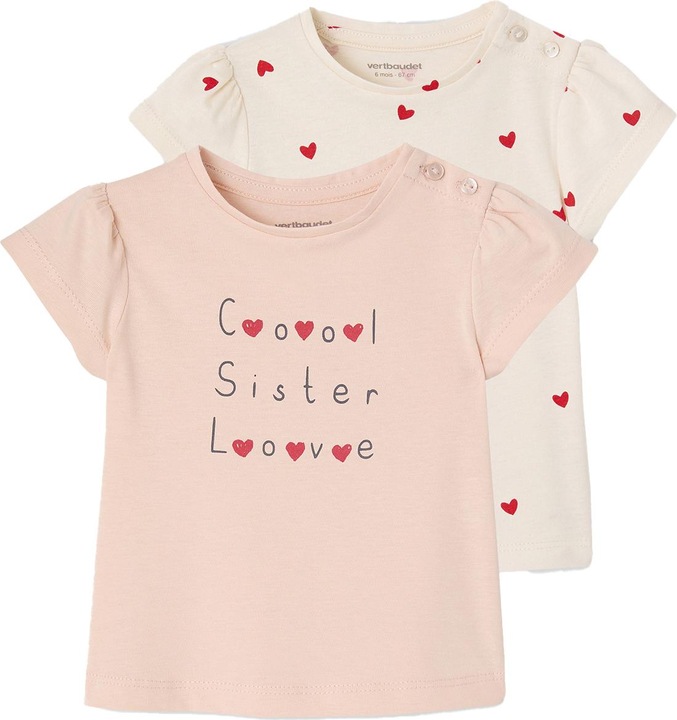Produktbild Vertbaudet 2er-Pack Baby T-Shirts BASIC bedruckt (98)