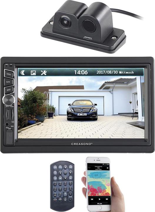 Produktbild Creasono 2-DIN-MP3-Autoradio mit Touchdisplay und Farb-Rückfahrkamera (MirrorLink)