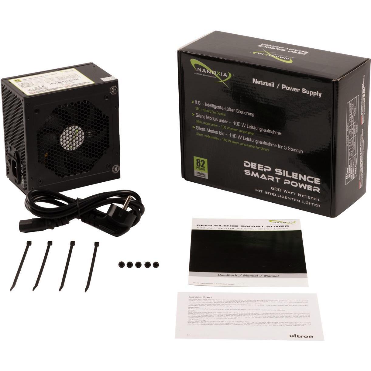 Thumbnail - Nanoxia Netzteil Deep Silence Smart Power 82% effizienz (600 W), PC Netzteil, Schwarz