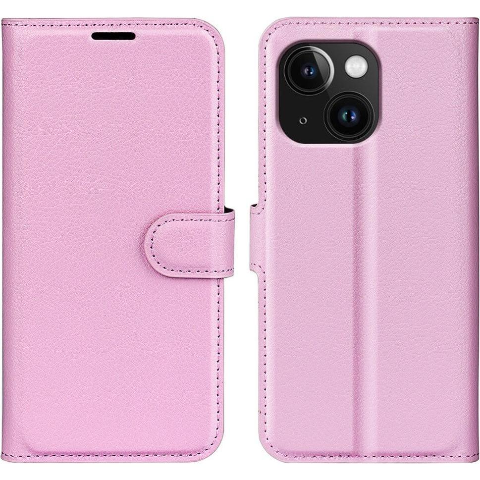 Cover-Discount iPhone 15 - Leder Etui Hülle rosa (Apple iPhone 15), Smartphone Hülle, Rosa