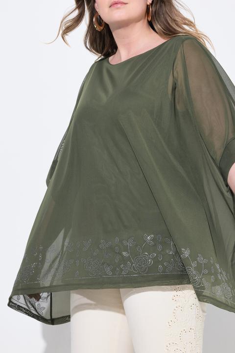 Immagine prodotto Miamoda Blusa dal taglio oversize in mesh con brillantini e top di jersey (46, 48)