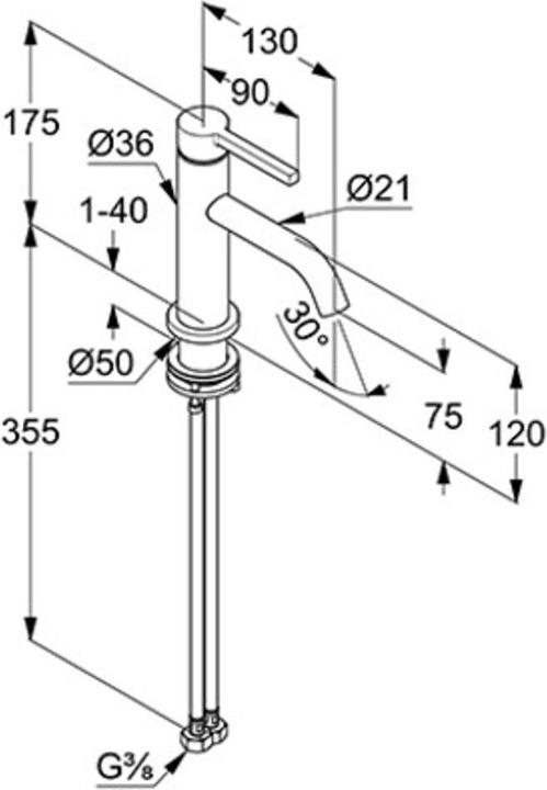 Immagine prodotto Kludi Miscelatore per lavabo NOVA FONTE PURA75 senza scarico cromo