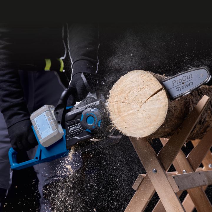 Actual product image Scheppach Battery-powered chainsaw BC-CS355Duo-X (DIY) (Battery chain saw)