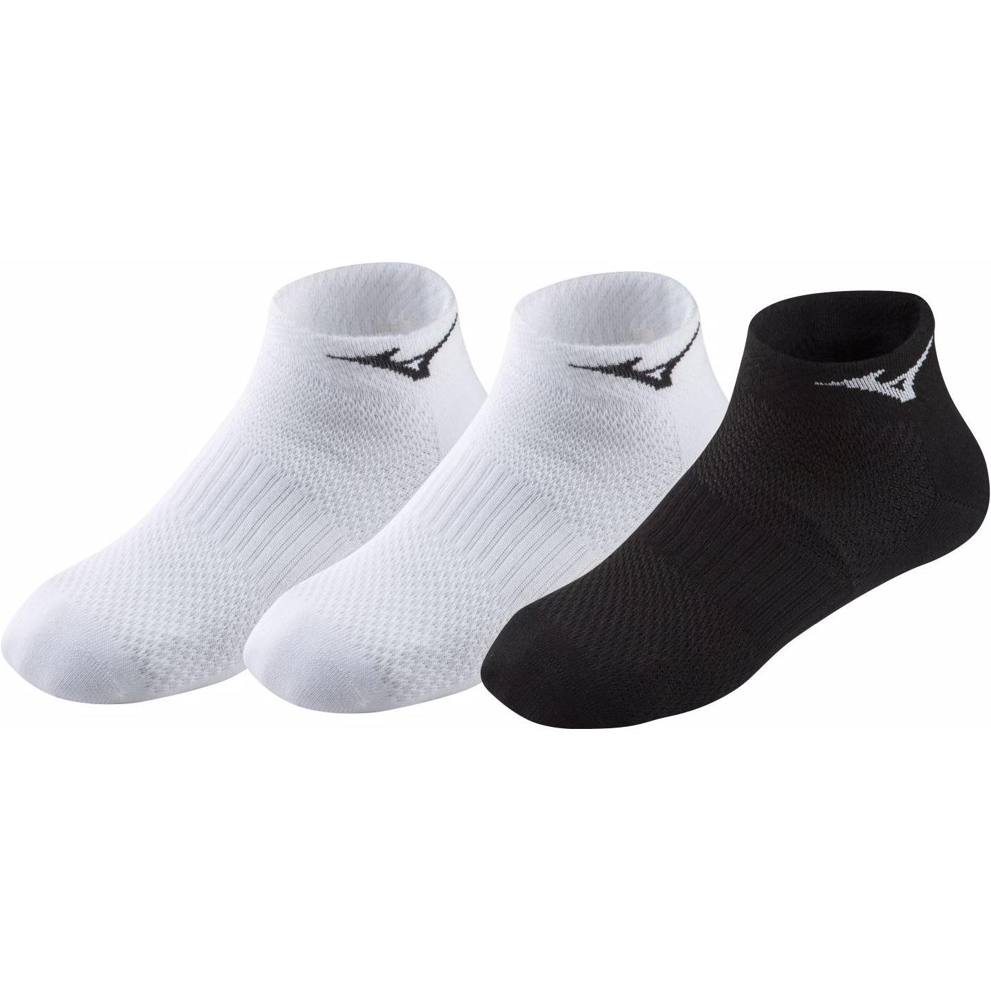 Mizuno, Unisex, Sportsocken, Running Socks Triple Pack (38 - 40), Schwarz, Weiss