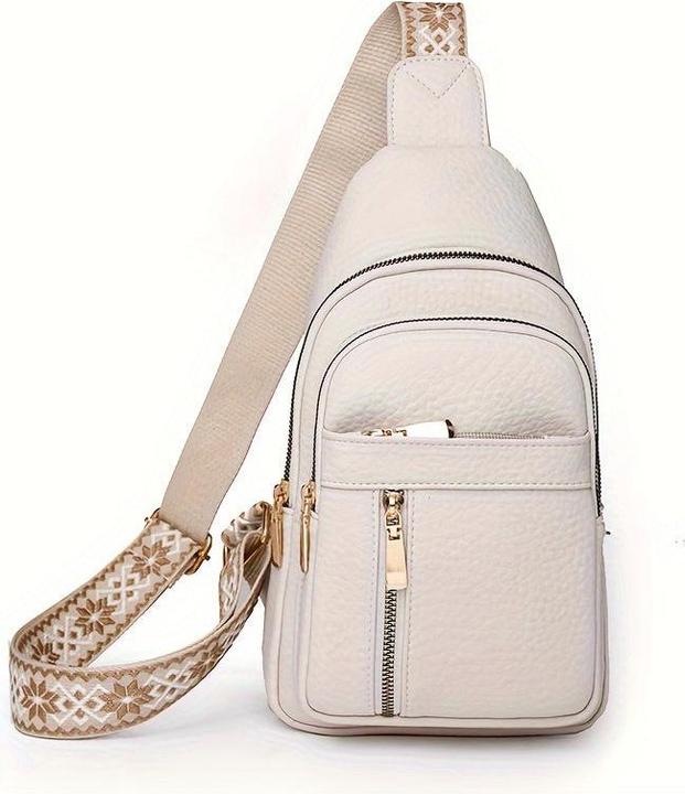 Only-Bags.Store Borsa da petto vintage con tasche multiple e chiusura a zip, borsa a tracolla casual sportiva
