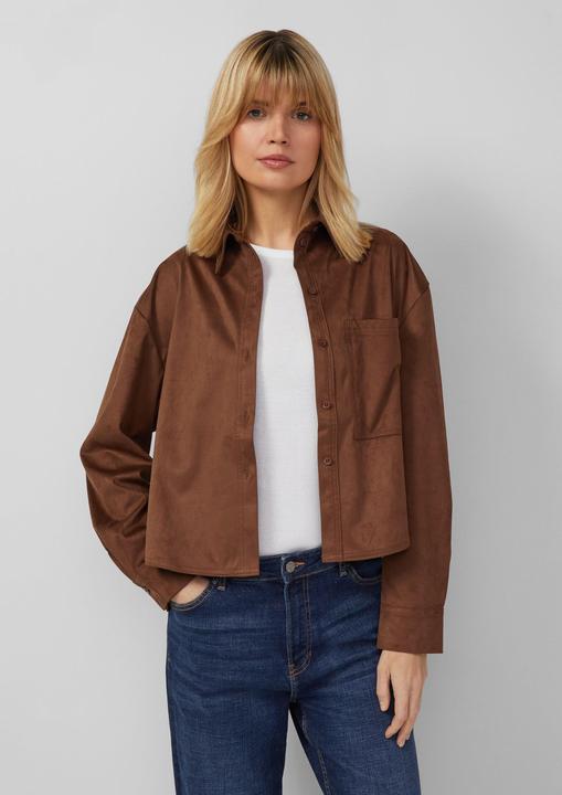 Immagine prodotto s.Oliver Bluse Verkürzte Hemdbluse in Velours-Optik (40)