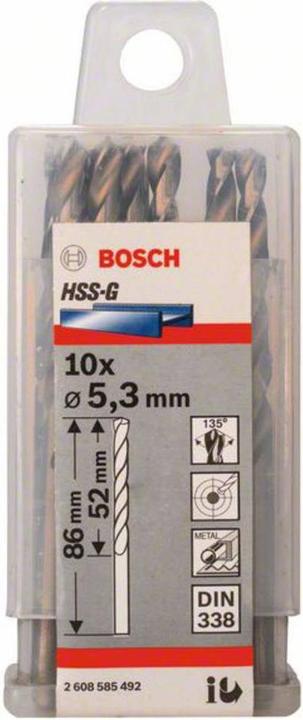Actual product image Bosch Professional Zubehör PRO Metal HSS-G twist drill, 5.3 x 52 x 86 mm (5.3 mm)