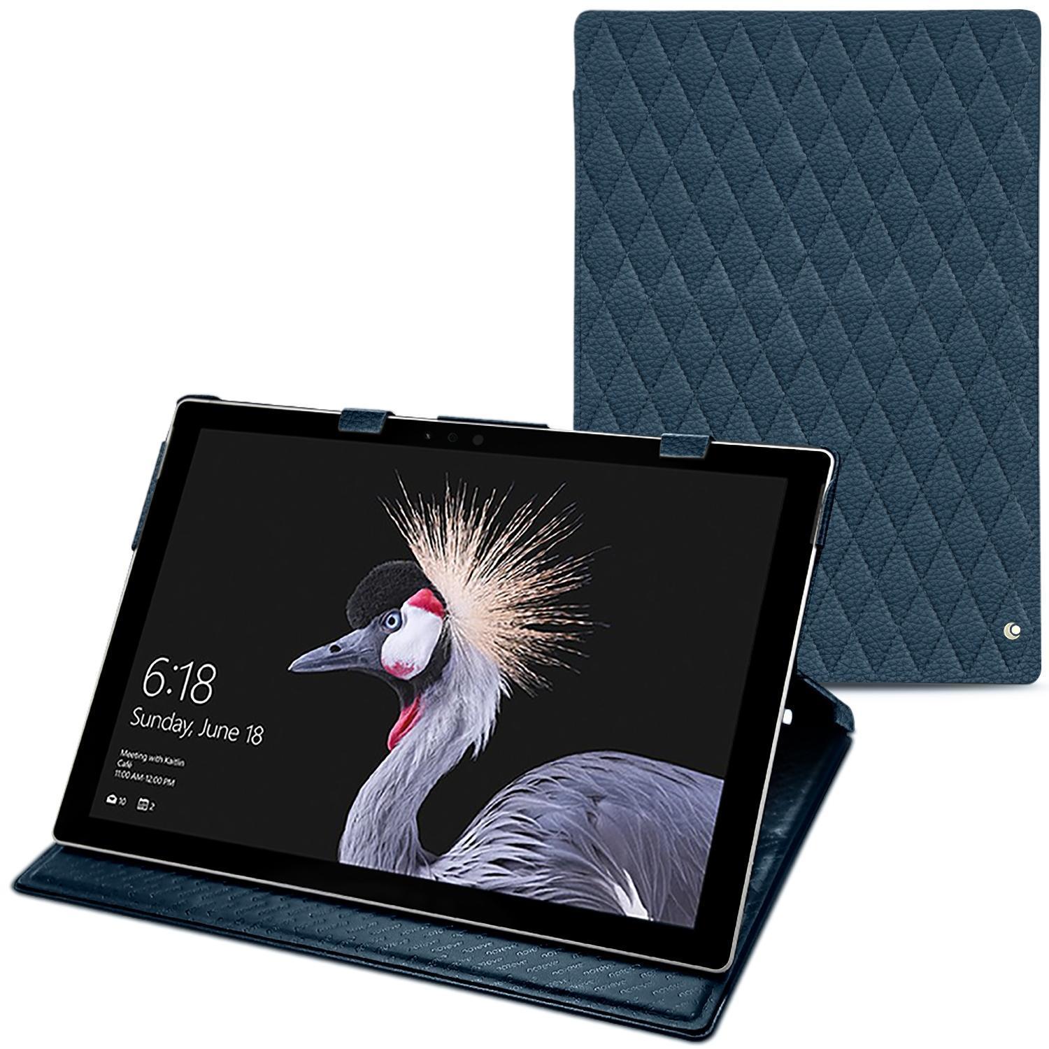 Noreve Lederschutzhülle vertikal (Surface Pro (2017)), Tablet Hülle, Blau
