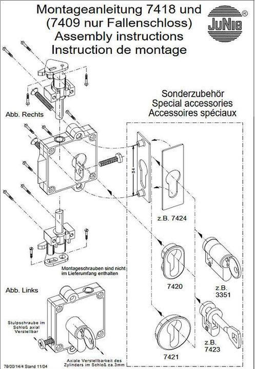 Actual product image Junie PZ Fallenschloss Dornm. 40mm, links (Mortise lock)