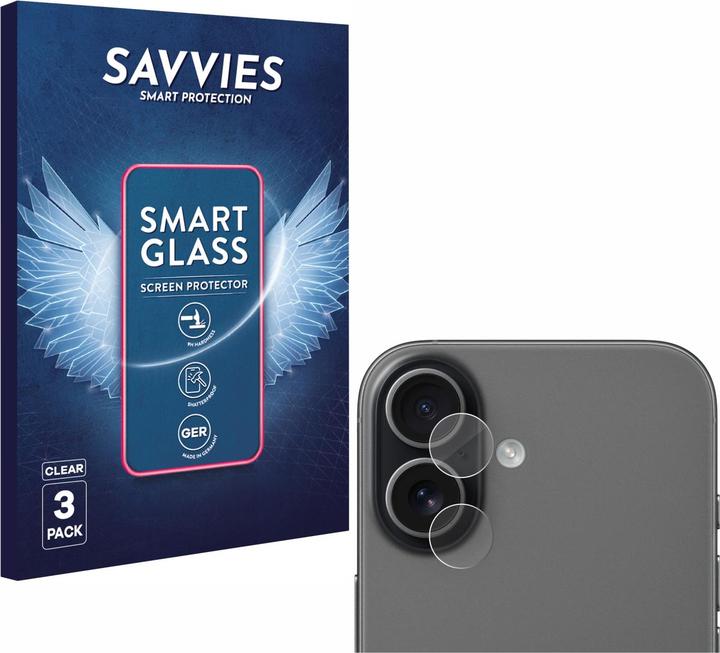 Produktbild Savvies Panzer Schutzglas für Apple iPhone 17 (NUR Kameraschutz) Schutzfolie Displayschutz Display Schutz (3 Stk., Apple iPhone 17)