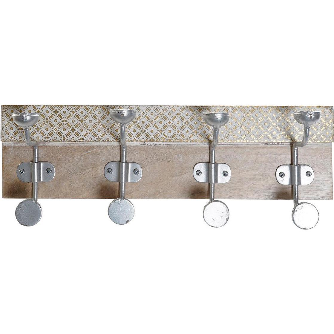 DKD Home Decor, Appendiabiti + Appendiabiti da parete, Wandgarderobe 46 x 15 x 10 cm Metall Vintage Mango-Holz Decapé