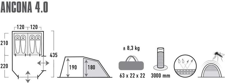 Actual product image High Peak Ancona 4 (Tunnel tent, 8.30 kg, 4 persons)