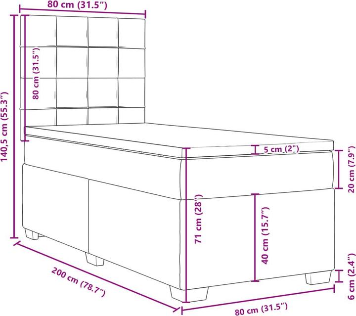 Valeurs nutritives et ingrédients vidaXL Boxspringbett (80 x 200 cm)
