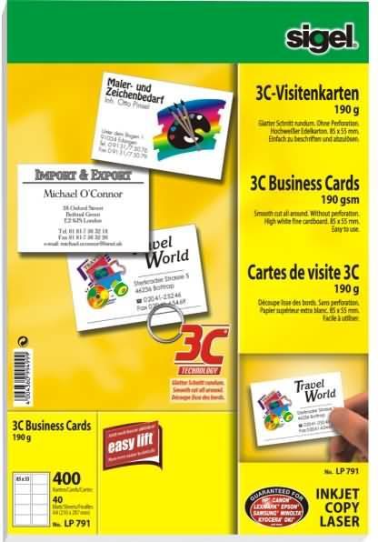 Produktbild Sigel Visitenkarten 3C (A4, 400 Blätter, 190 g/m²)
